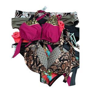 Swim Tops and Bottoms BUNDLE  5 Bottoms 2 Tops Most  Sizes are Large.